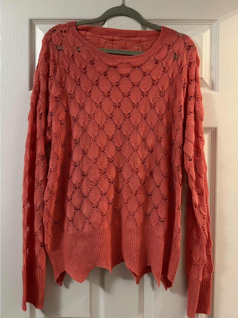 Open-Knit Coral Women’s Sweater